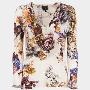 Just Cavalli Multicolor Patterned Cowl Neck Blouse